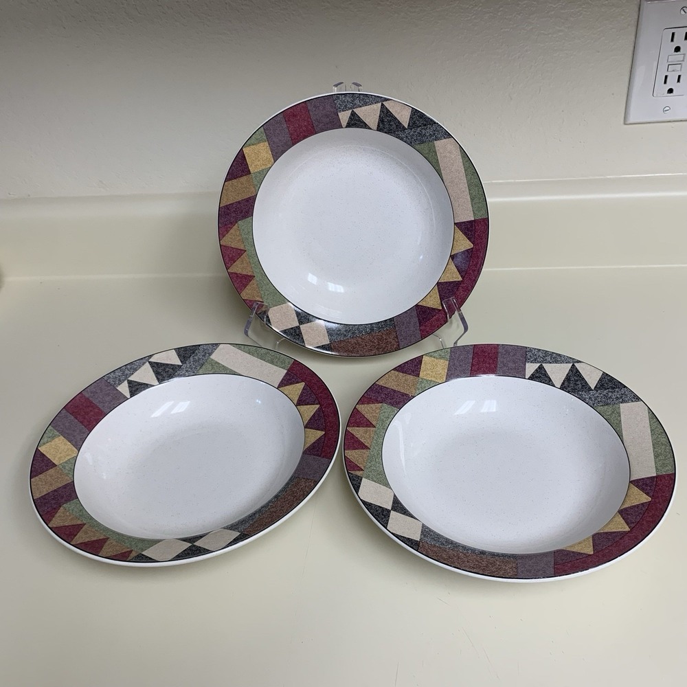3 Studio Nova PALM DESERT Y2216 Vegetable Serving Bowl 9 3/4" Set Of 3 Geometric